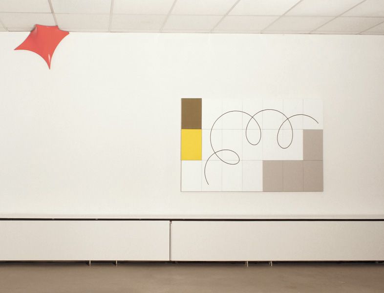 de la couleur, Galerie AGART, Amilly 2011, (à g. 1 oeuvre de Nicolas Guiet), acrylique sur toile, 105 x 168 cm, polyptyque